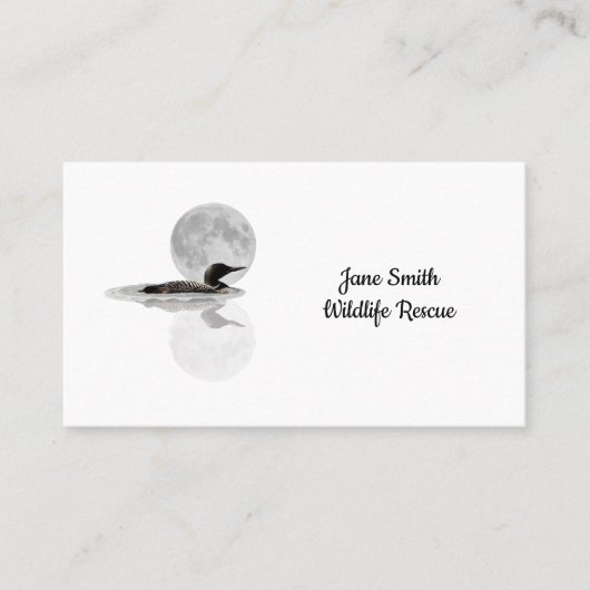 Loon Swims in der Mondlicht Business Cards Visitenkarte (Vorderseite)
