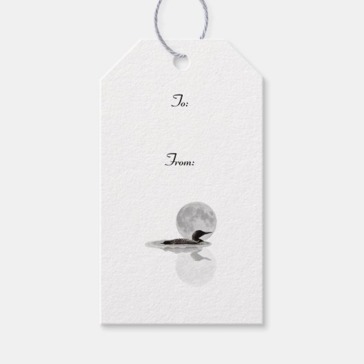 Loon Swims in der Mondlicht-Geschenkmarke Geschenkanhänger (Vorderseite)