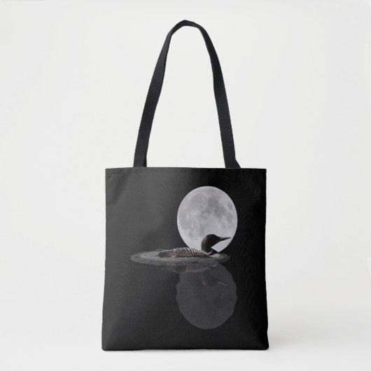 Loon Swims in der Mondlicht Tote Tasche (Vorderseite)
