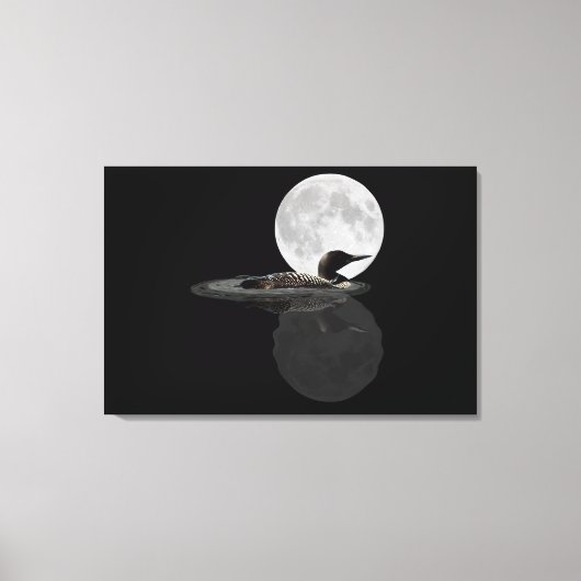 Loon Swims in der Moonlight Leinwand drucken (Vorderseite)