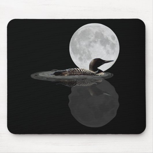 Loon Swims in der Moonlight Mouse Pad Mousepad (Vorne)