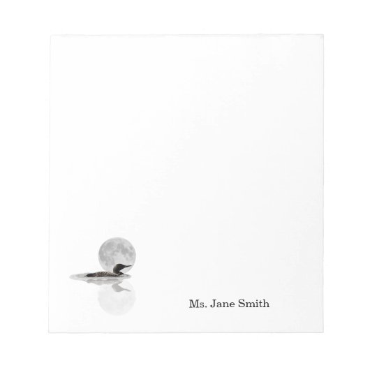 Loon Swims in der Moonlight Notepad Notizblock (Vorderseite)