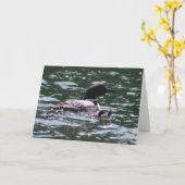 Loon und zwei Babys Karte (Gelbe Blume)
