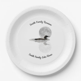 Loon Under Full Moon Paper Plate Pappteller