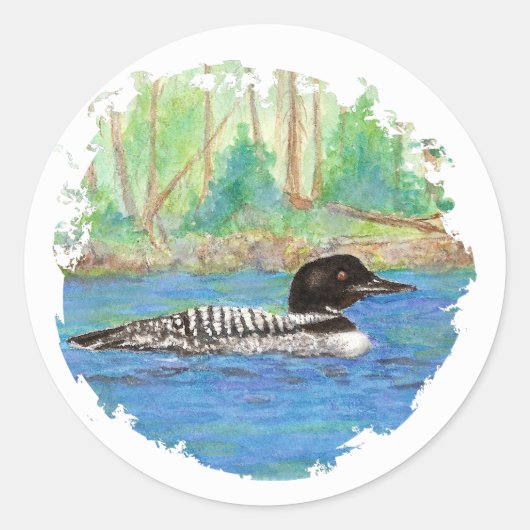 Loon, Vogel, Wildnis, Natur, Runder Aufkleber (Vorderseite)