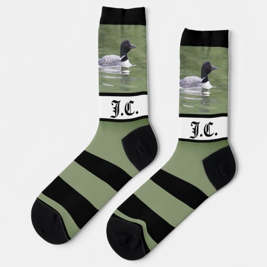 Loon Wide Strip Mit Monogramm Socken (Linkes Detail)