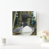 Loon Wilderness Quadratische Wanduhr (Zuhause)