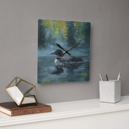 Loonell - Loon Ente Quadratische Wanduhr