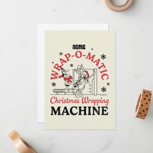 LOONEY TUNES™ | ACME Wrap-O-Matic Wrapping Machine Mitteilungskarte (Vorderseite/Rückseite Beispiel)
