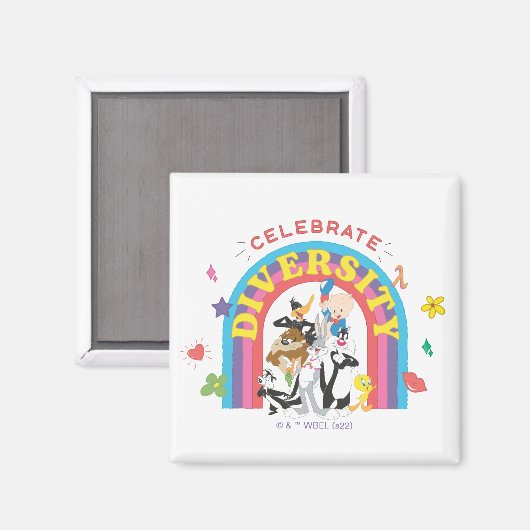 LOONEY TUNES™ - Celebrate Diversity Pride Rainbow Magnet (Vorderseite/Rückseite)