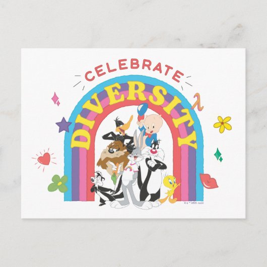 LOONEY TUNES™ - Celebrate Diversity Pride Rainbow Postkarte (Vorderseite)