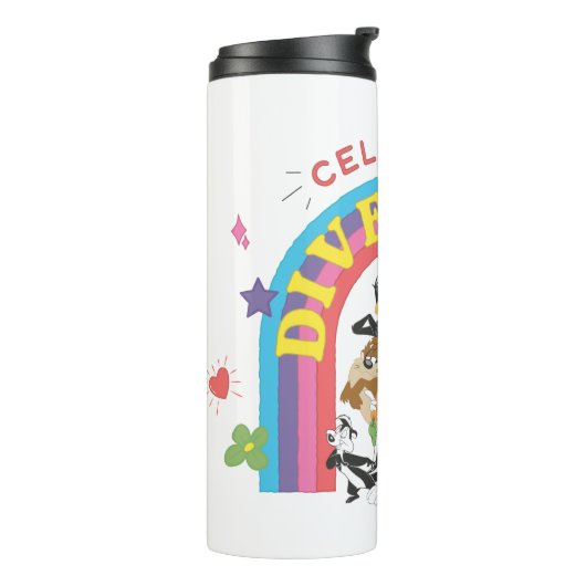 LOONEY TUNES™ - Celebrate Diversity Pride Rainbow Thermosbecher (Nach links gedreht)