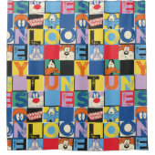 LOONEY TUNES™ Character Schachbrett Blocks Duschvorhang (Vorderseite)