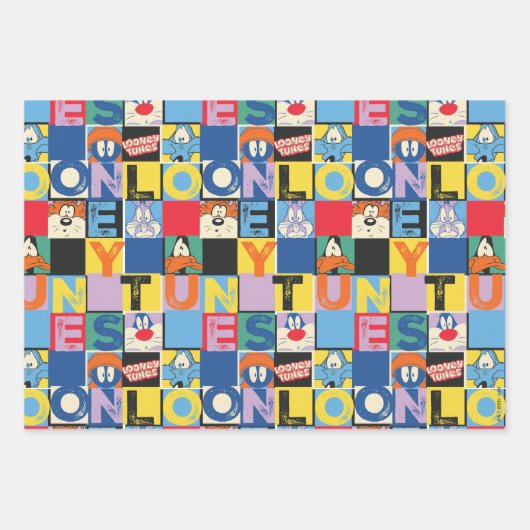 LOONEY TUNES™ Character Schachbrett Blocks Geschenkpapier Set (Vorderseite 3)