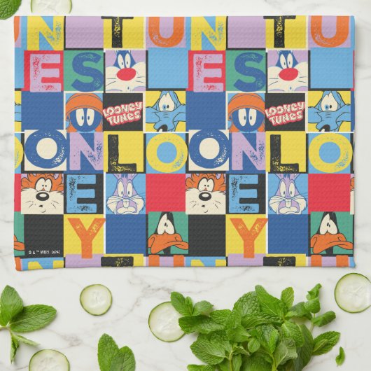 LOONEY TUNES™ Character Schachbrett Blocks Geschirrtuch (Gefaltet)
