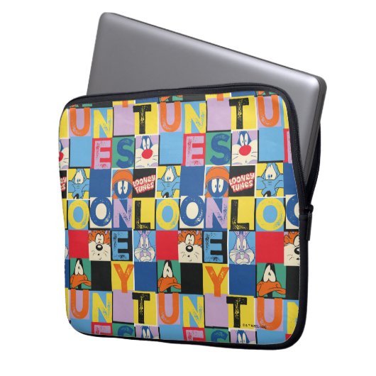 LOONEY TUNES™ Character Schachbrett Blocks Laptopschutzhülle (Vorderseite Links)