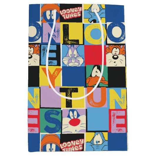 LOONEY TUNES™ Character Schachbrett Blocks Mittlere Geschenktüte (Vorderseite)