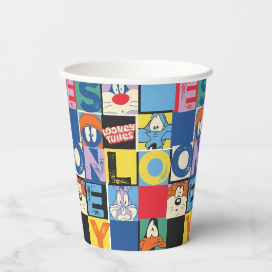 LOONEY TUNES™ Character Schachbrett Blocks Pappbecher (Rückseite)