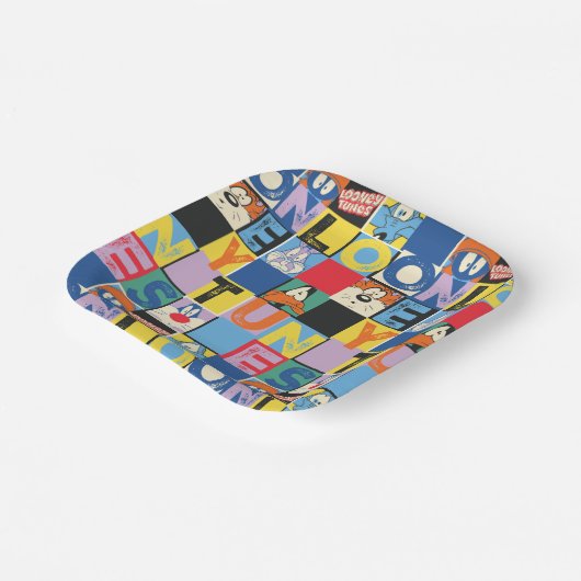 LOONEY TUNES™ Character Schachbrett Blocks Pappteller (Gewinkelt)