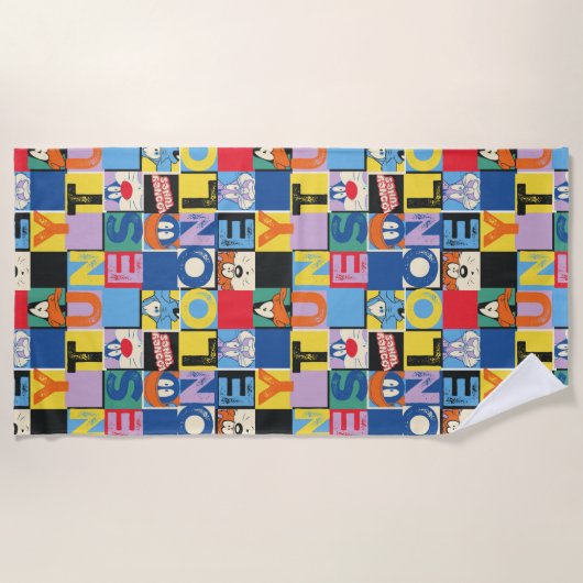 LOONEY TUNES™ Character Schachbrett Blocks Strandtuch (Vorderseite)