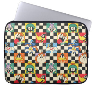 LOONEY TUNES™-Charaktere auf Schwarz-Weiß-Schachbr Laptopschutzhülle