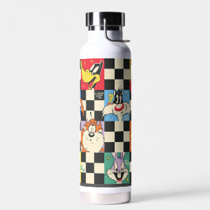 LOONEY TUNES™-Charaktere auf Schwarz-Weiß-Schachbr Trinkflasche