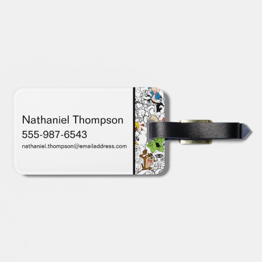 LOONEY TUNES™ Color Pop Muster Gepäckanhänger (Rückseite horizontal)