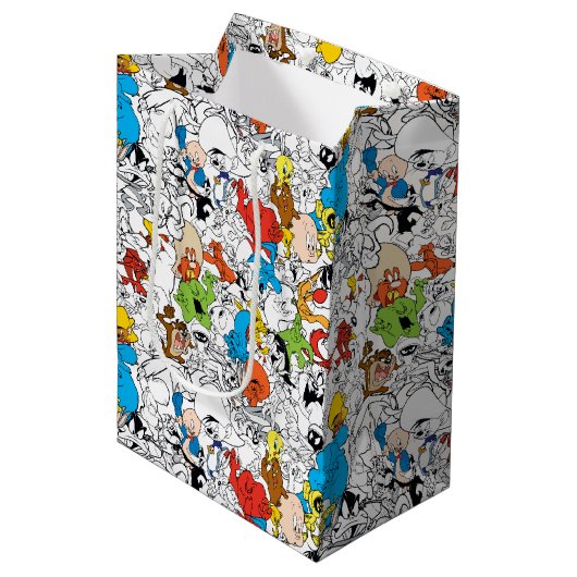 LOONEY TUNES™ Color Pop Muster Mittlere Geschenktüte (Vorderseite Schrägansicht)
