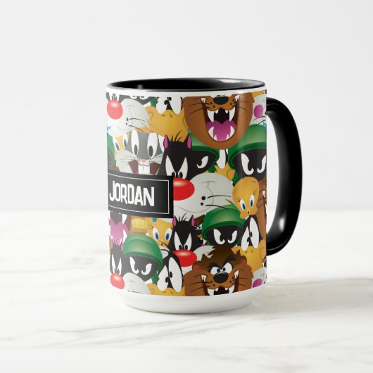 LOONEY TUNES™ Emoji-Muster | Name hinzufügen Tasse (VorderseiteRechts)