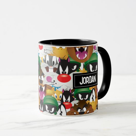 LOONEY TUNES™ Emoji-Muster | Name hinzufügen Tasse (VorderseiteRechts)