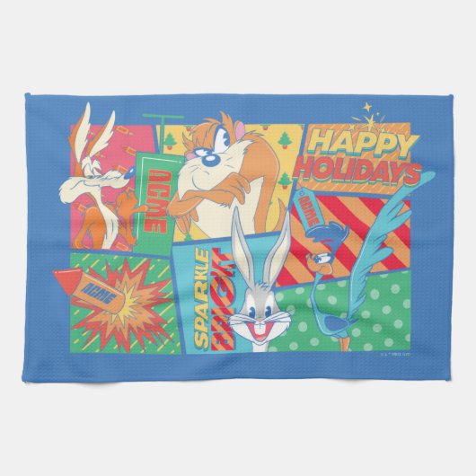 LOONEY TUNES™ | Frohe Feiertage Muster Geschirrtuch (Horizontal)