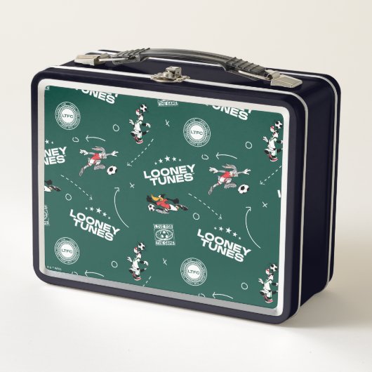 LOONEY TUNES™ Fußball-Playbook-Muster Metall Brotdose (Vorderseite)