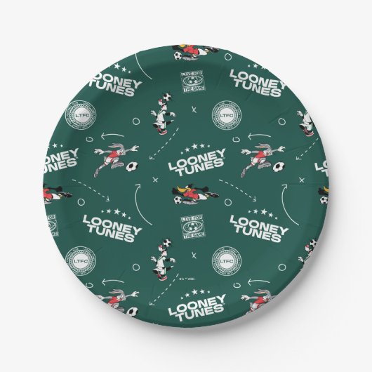 LOONEY TUNES™ Fußball-Playbook-Muster Pappteller (Vorderseite)
