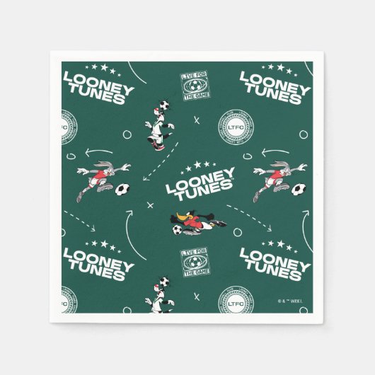 LOONEY TUNES™ Fußball-Playbook-Muster Serviette (Vorderseite)