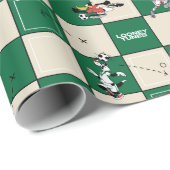 LOONEY TUNES™ Fußballrastermuster Geschenkpapier (Rolleneckpunkt)