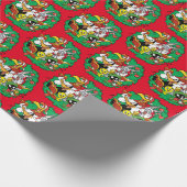 LOONEY TUNES™ Group Christmas Wreath Geschenkpapier (Ecke)