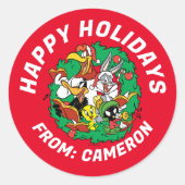 LOONEY TUNES™ Gruppe Weihnachtsbrand Runder Aufkleber (Vorderseite)