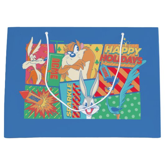 LOONEY TUNES™ | Happy Holidays Pattern Große Geschenktüte (Vorderseite)