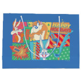 LOONEY TUNES™ | Happy Holidays Pattern Große Geschenktüte (Rückseite)