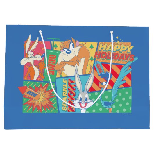 LOONEY TUNES™ | Happy Holidays Pattern Große Geschenktüte (Rückseite)