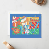 LOONEY TUNES™ | Happy Holidays Pattern Mitteilungskarte (Vorderseite/Rückseite Beispiel)