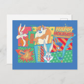 LOONEY TUNES™ | Happy Holidays Pattern Postkarte (Vorne/Hinten)