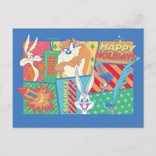 LOONEY TUNES™ | Happy Holidays Pattern Postkarte (Vorderseite)