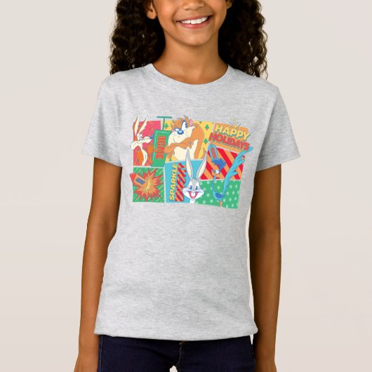 LOONEY TUNES™ | Happy Holidays Pattern T-Shirt (Vorderseite)
