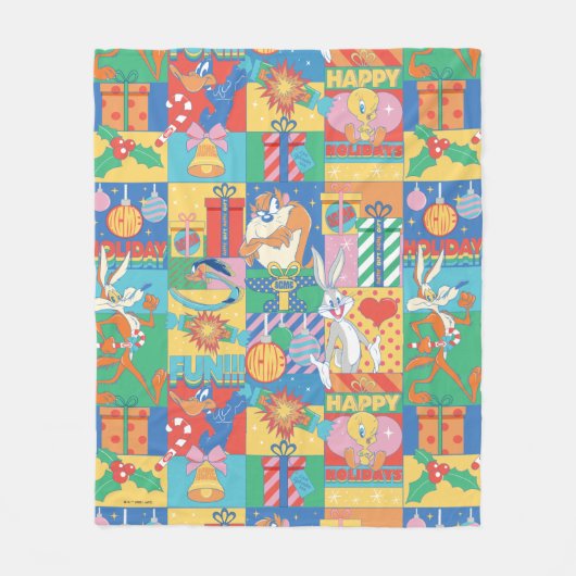 LOONEY TUNES™ | Happy Holidays Weihnachtsmuster Fleecedecke (Vorderseite)