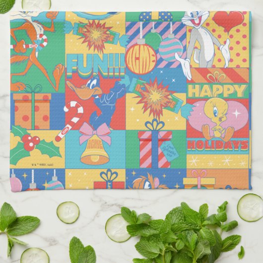 LOONEY TUNES™ | Happy Holidays Weihnachtsmuster Geschirrtuch (Gefaltet)