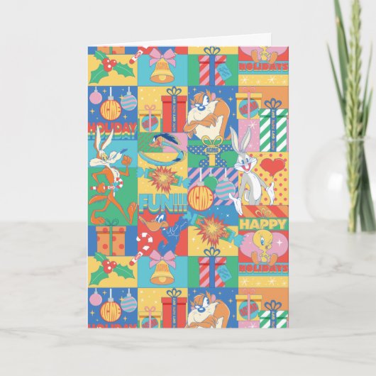 LOONEY TUNES™ | Happy Holidays Weihnachtsmuster Karte (Vorderseite)
