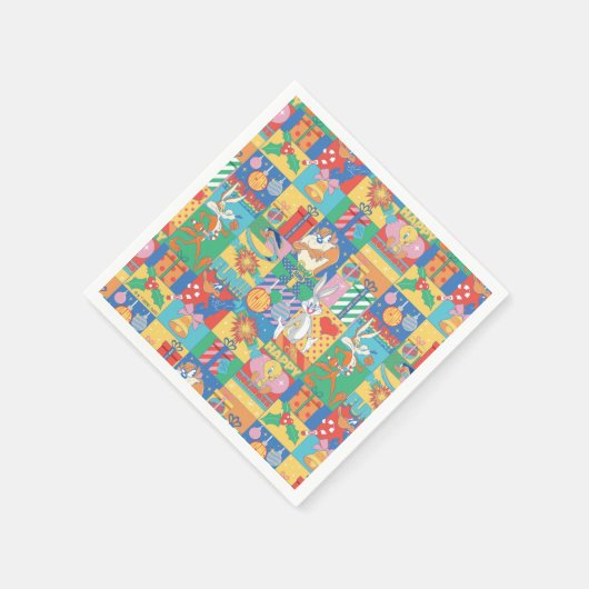 LOONEY TUNES™ | Happy Holidays Weihnachtsmuster Serviette (Ecke)