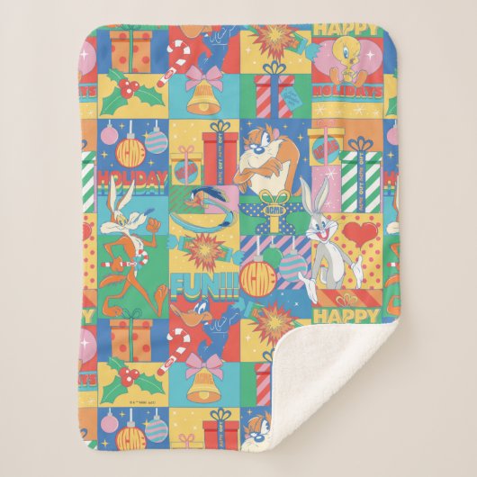 LOONEY TUNES™ | Happy Holidays Weihnachtsmuster Sherpadecke (Vorderseite)
