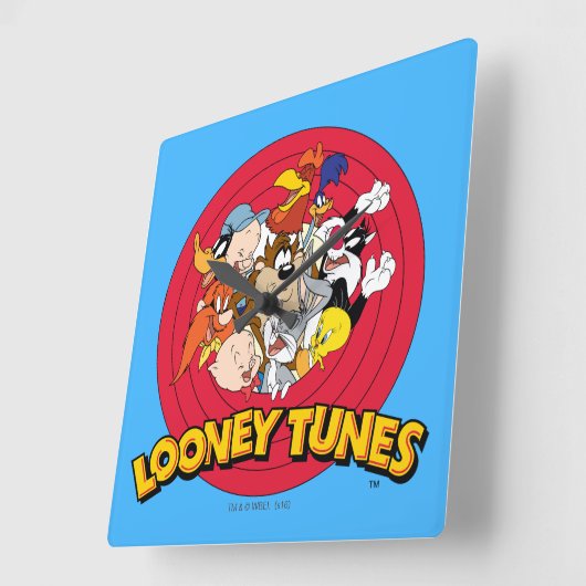 LOONEY TUNES™ Logo Quadratische Wanduhr (Winkel)